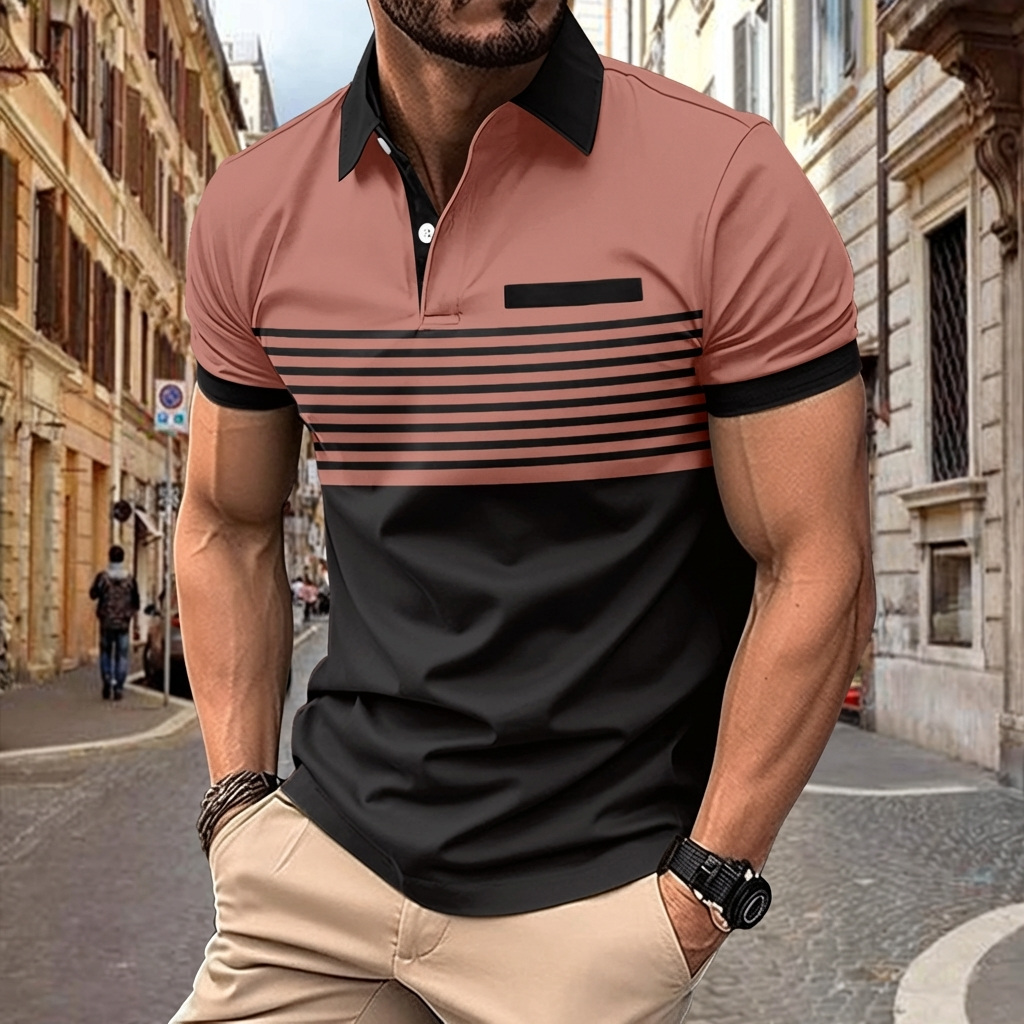 T-shirt Polo Traspirante a Righe