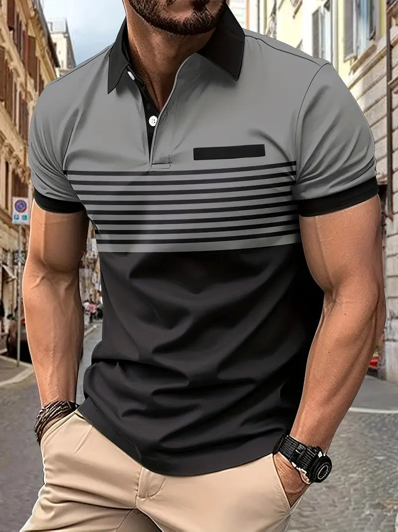 T-shirt Polo Traspirante a Righe