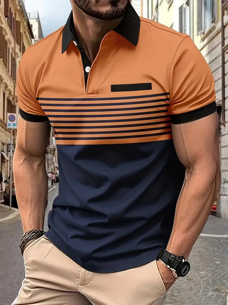 T-shirt Polo Traspirante a Righe