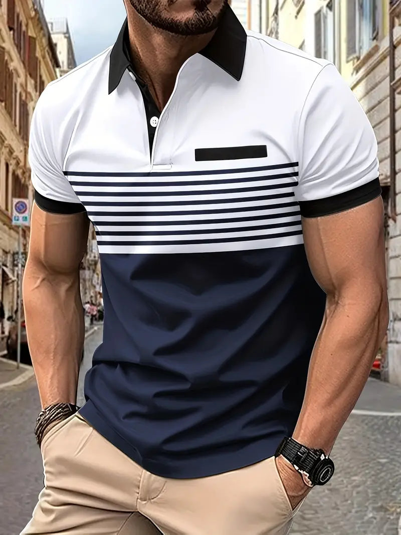 T-shirt Polo Traspirante a Righe