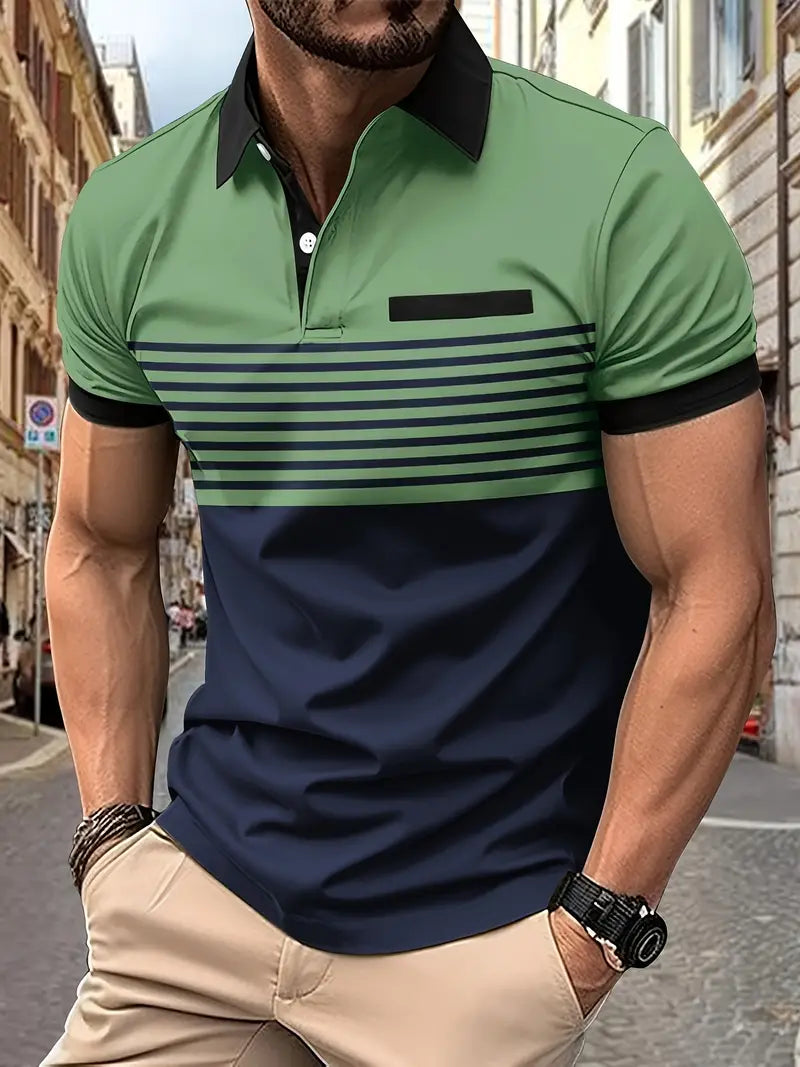 T-shirt Polo Traspirante a Righe