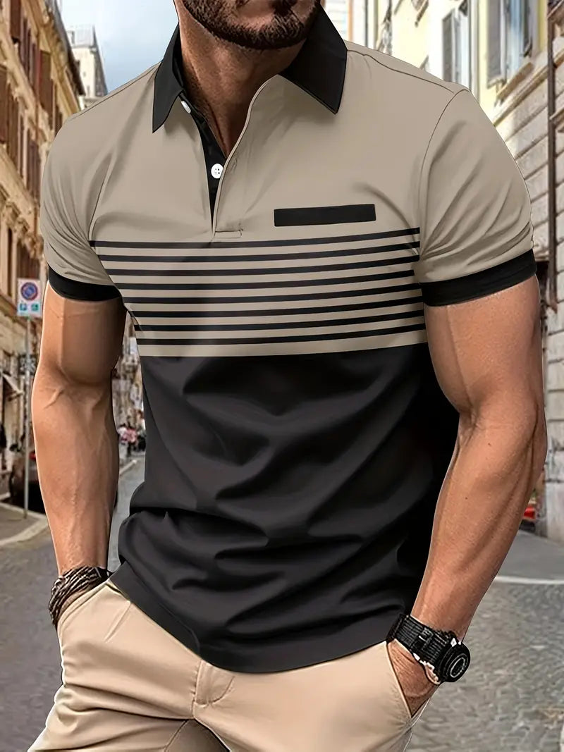 T-shirt Polo Traspirante a Righe