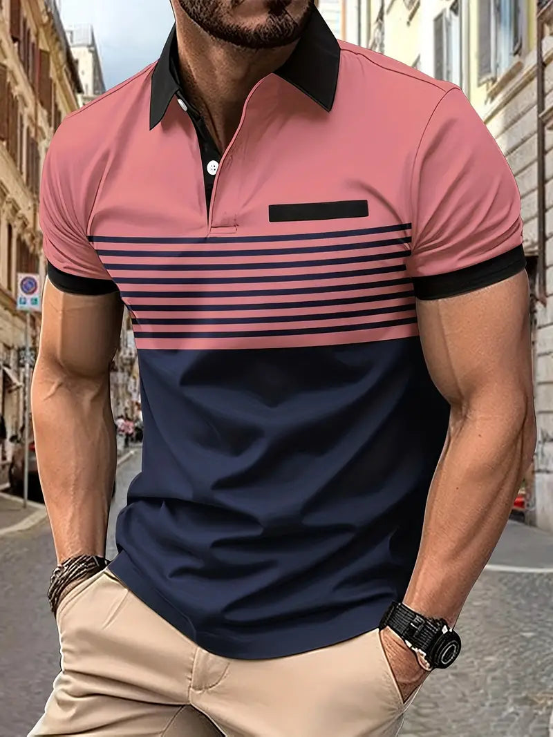 T-shirt Polo Traspirante a Righe