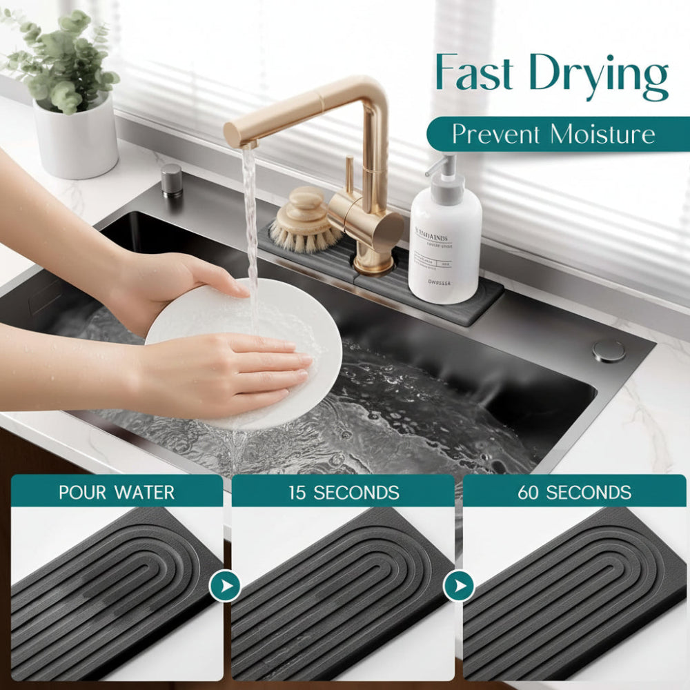 Tappetino assorbente in diatomite per rubinetto da lavello e piano cucina