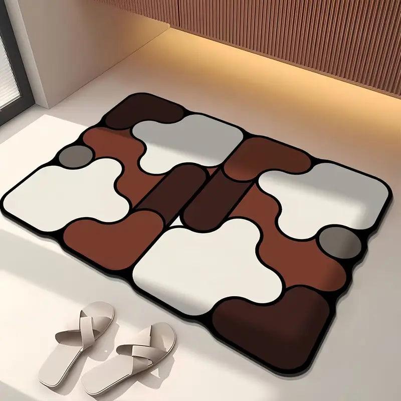 Tappetino da bagno antiscivolo creativo in diatomite con motivo puzzle