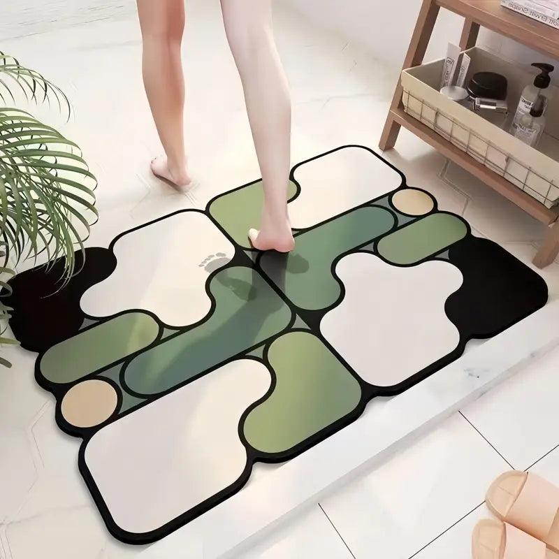 Tappetino da bagno antiscivolo creativo in diatomite con motivo puzzle