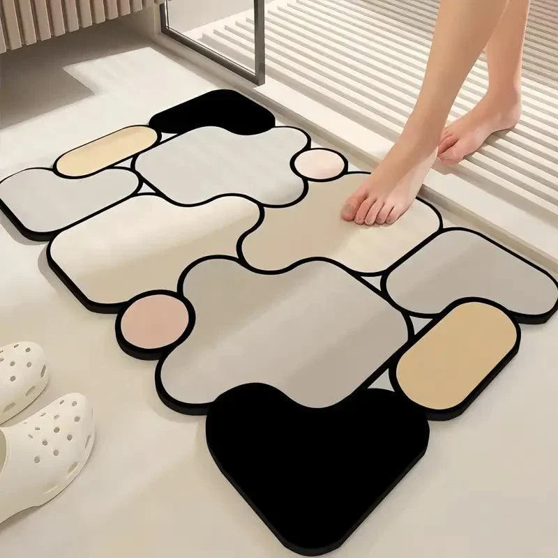 Tappetino da bagno antiscivolo creativo in diatomite con motivo puzzle