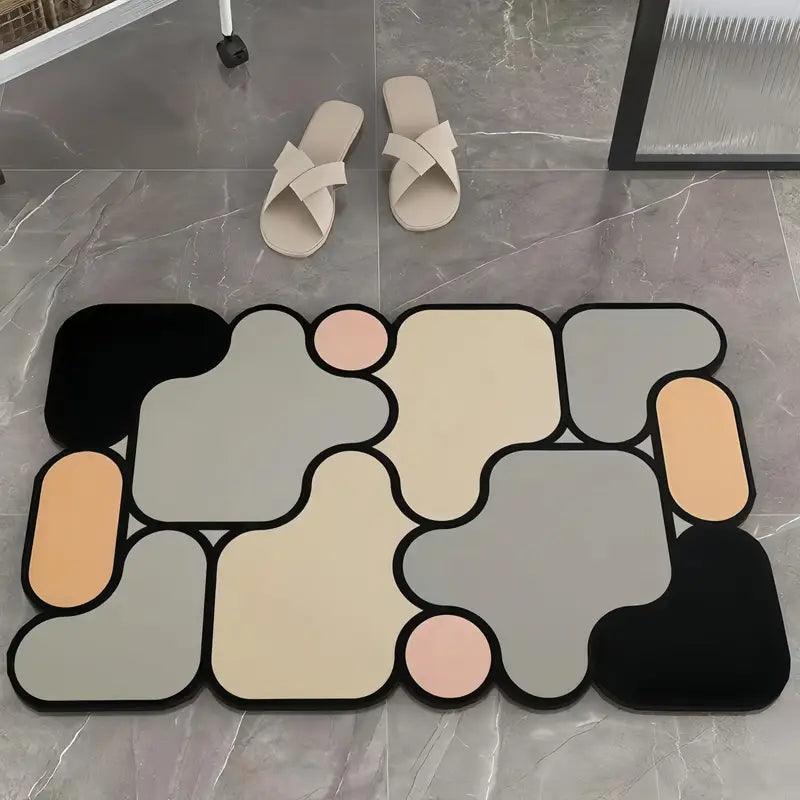 Tappetino da bagno antiscivolo creativo in diatomite con motivo puzzle