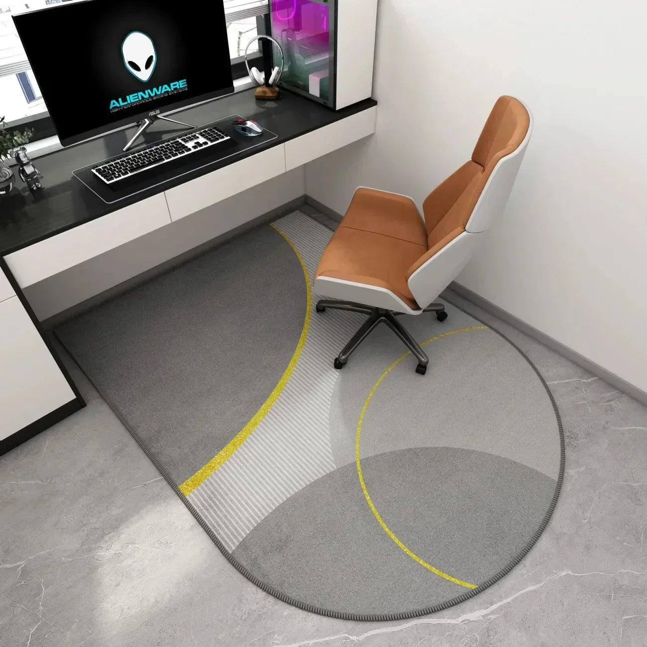 Tappetino per Sedia da Ufficio Geometrico – Design Morbido, Lavabile e Antiscivolo