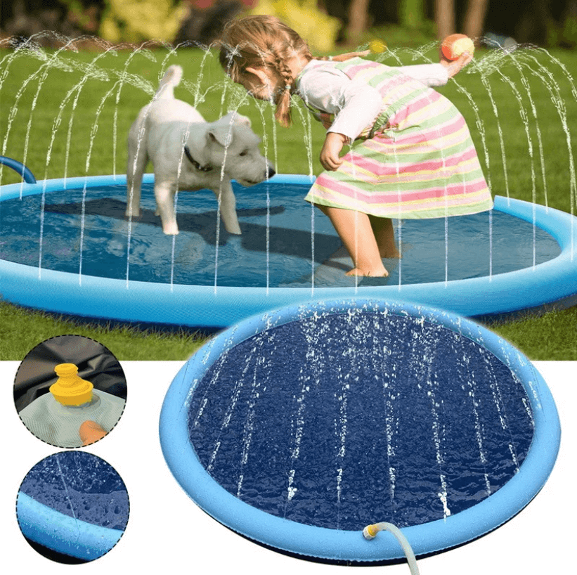 Tappetino Rinfrescante con Gioco d'Acqua per Cani – Per Rinfrescarsi e Giocare nel Calore Estivo!