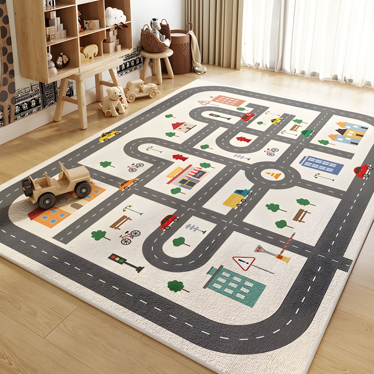 Tappeto Gioco da Camera per Bambini con Disegno Educativo Antiscivolo