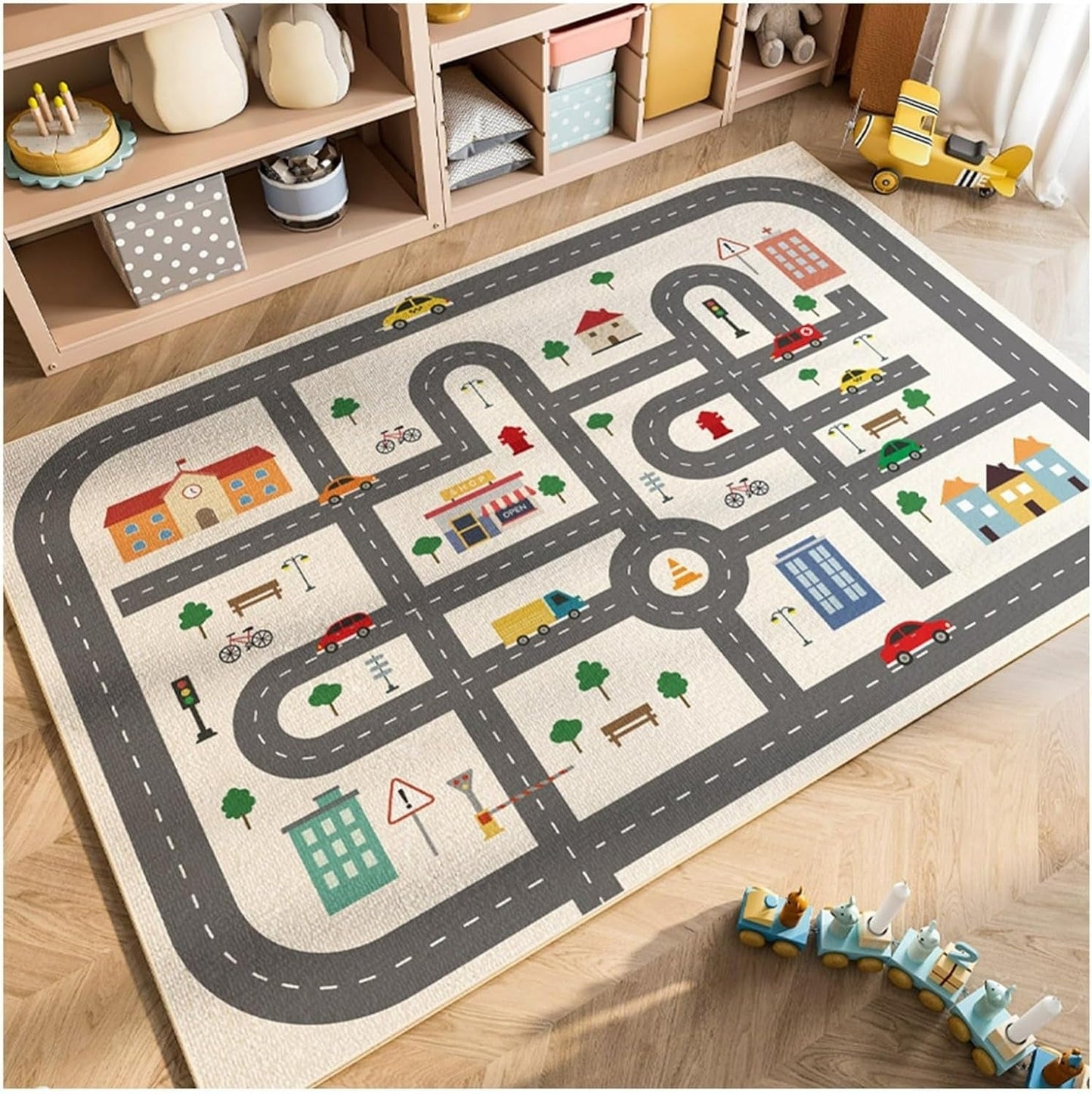 Tappeto Gioco da Camera per Bambini con Disegno Educativo Antiscivolo