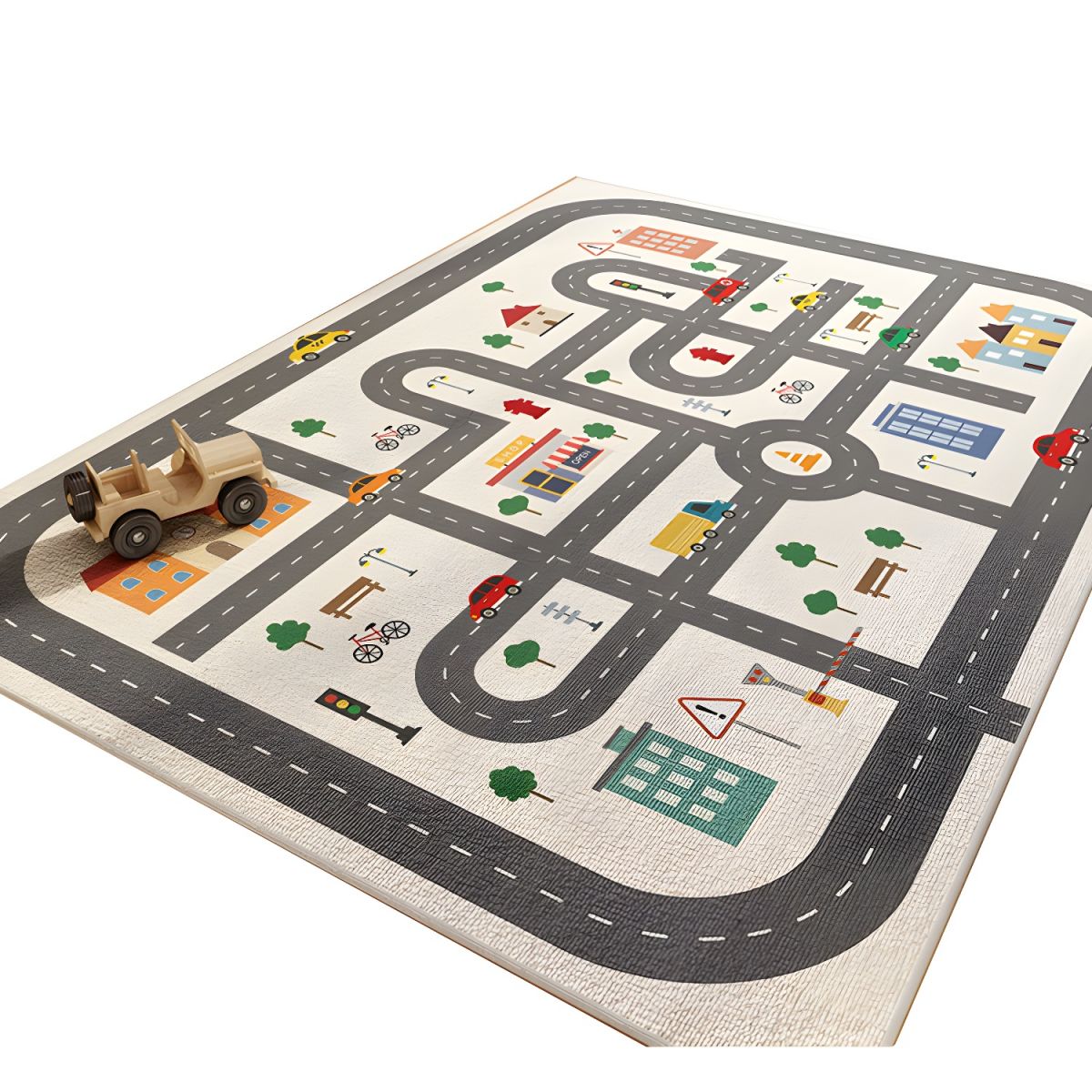 Tappeto Gioco da Camera per Bambini con Disegno Educativo Antiscivolo