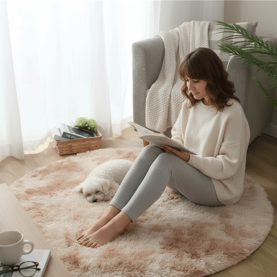Tappeto Rotondo per Soggiorno e Camera da Letto – Design Morbido con Fondo Antiscivolo