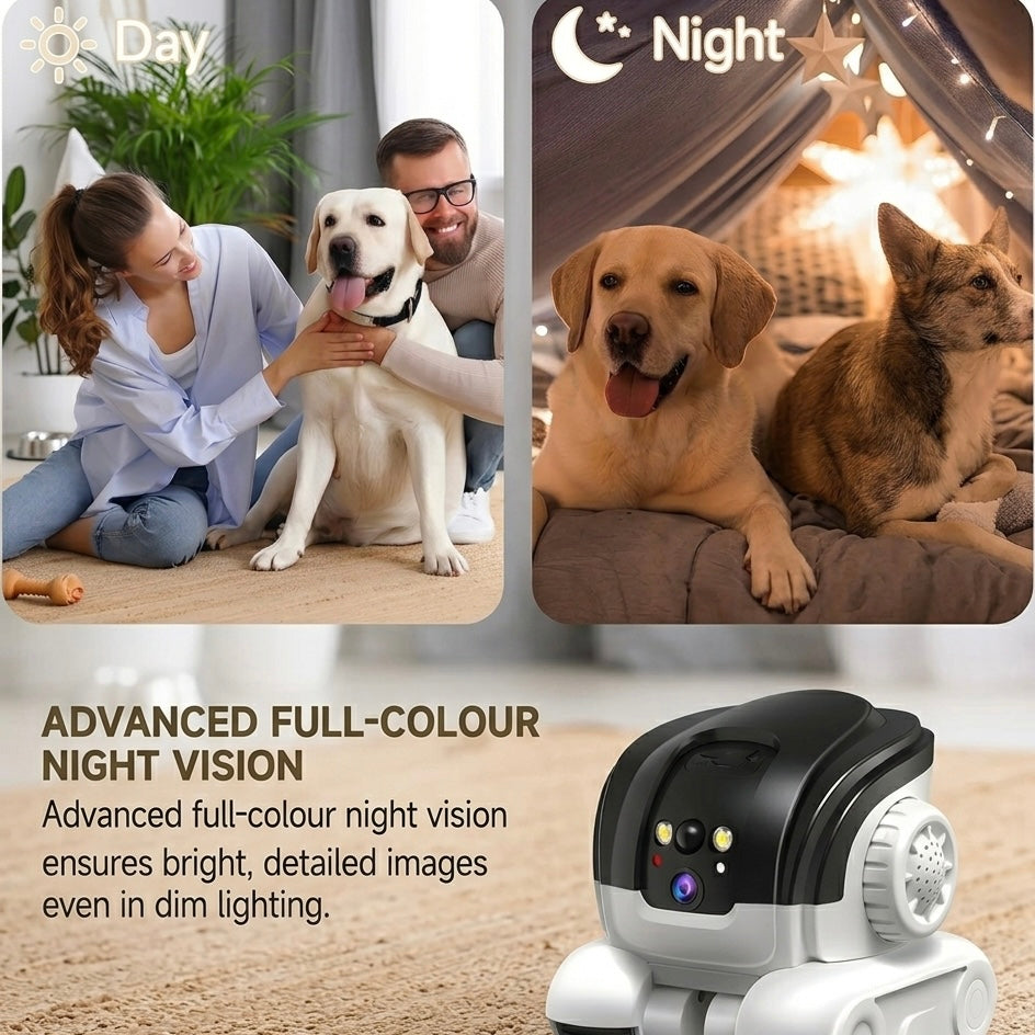 Telecamera 1080P per animali domestici - Audio bidirezionale - Visione notturna a colori fino a 10 m - Avviso di movimento - Scheda SD da 32 GB