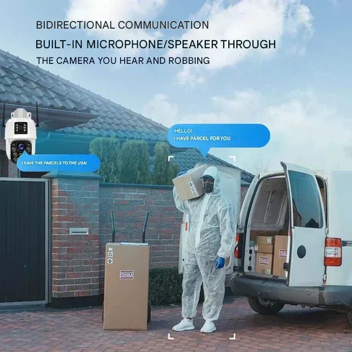 Telecamera di Sicurezza Senza Fili 4K con Pannello Solare e Doppia Lente