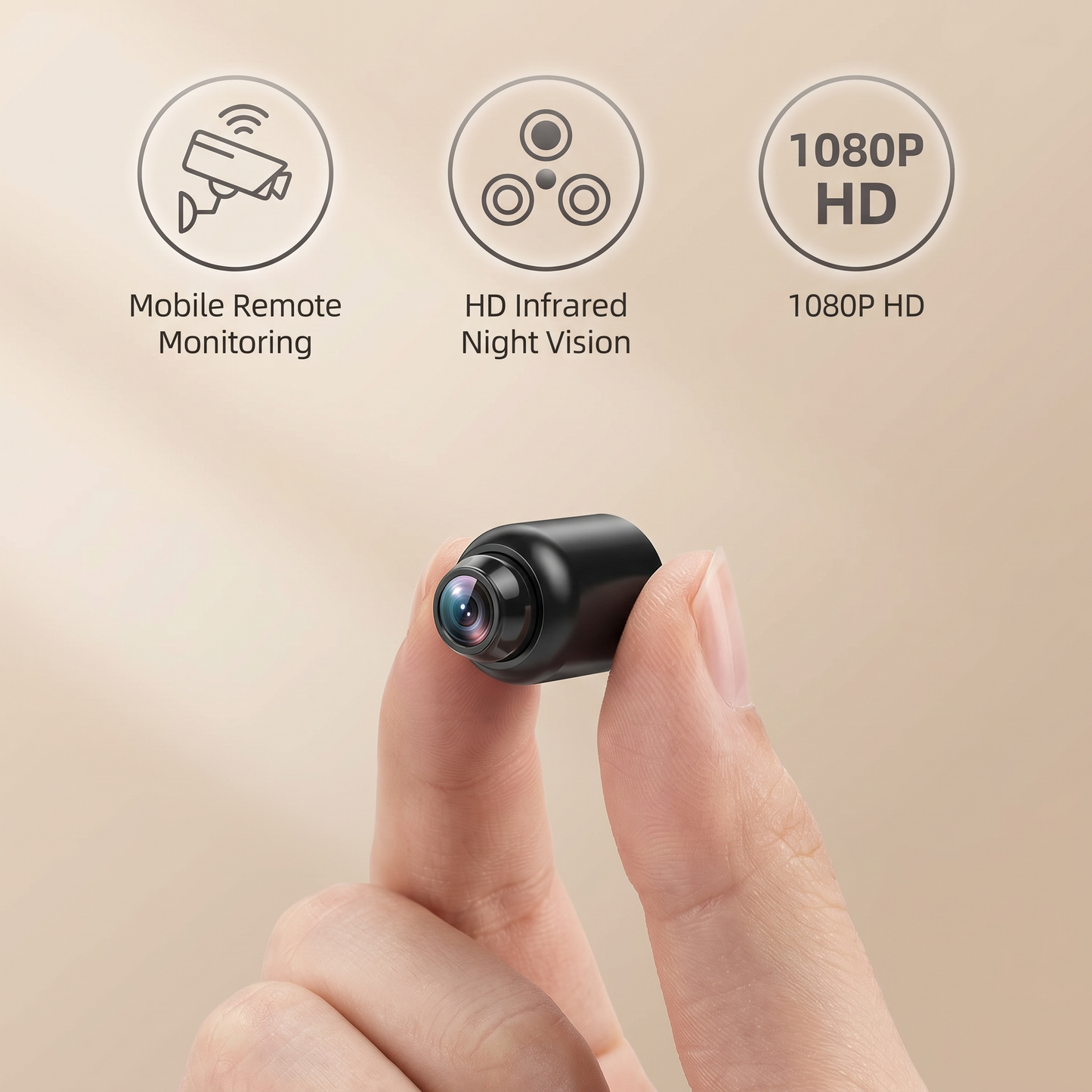 Telecamera IP Wi-Fi compatta | HD 1080p | Telecamera di sicurezza da interno con visione notturna