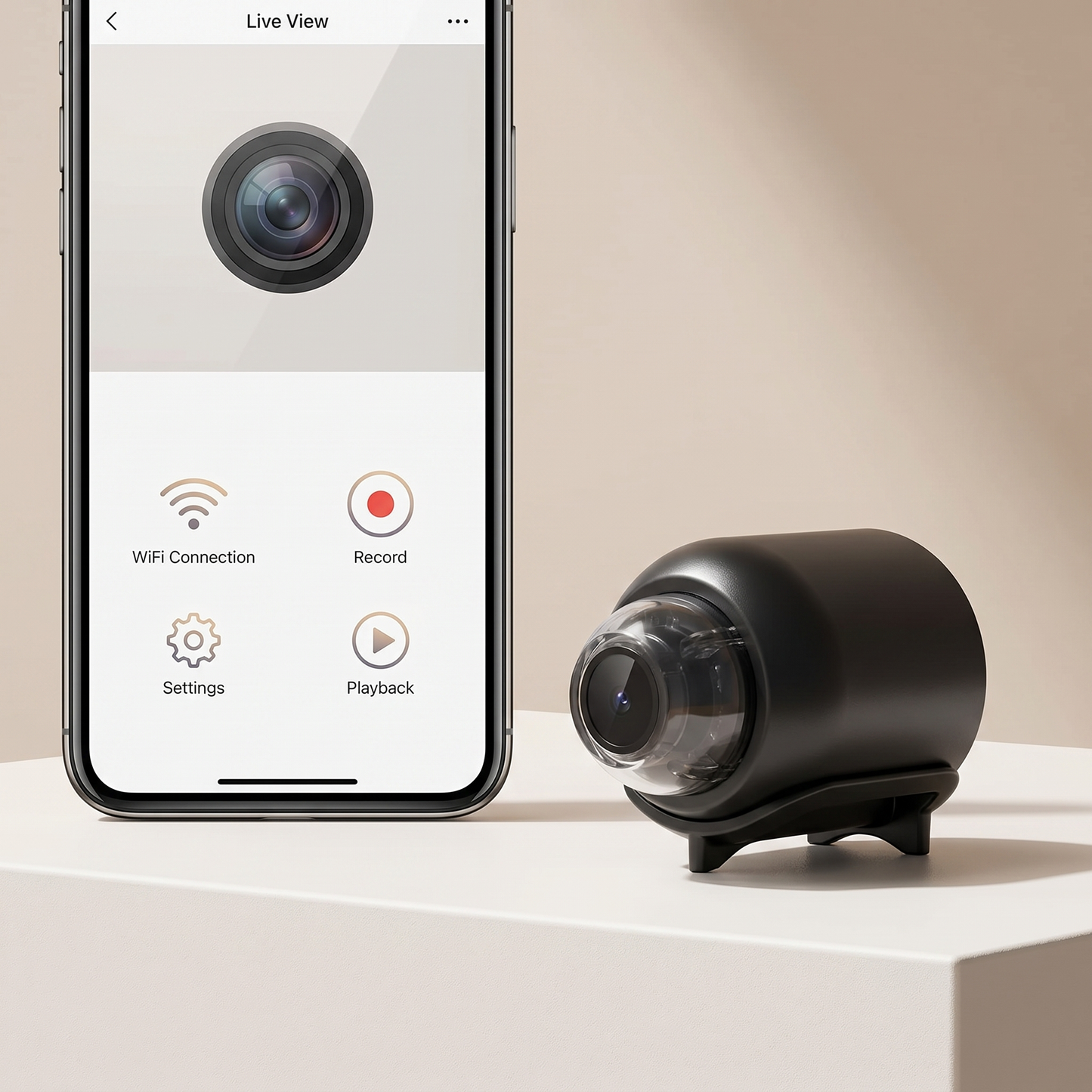 Telecamera IP Wi-Fi compatta | HD 1080p | Telecamera di sicurezza da interno con visione notturna