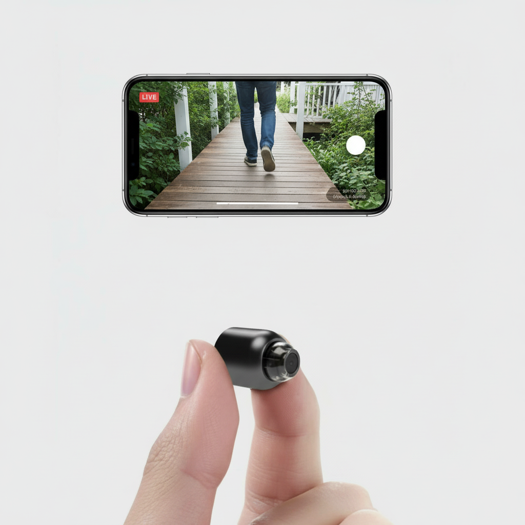 Telecamera IP WiFi Ultra Piccola | 1080p Full-HD | Obiettivo Grandangolare 120° | Visione Notturna a Infrarossi e Sensore di Movimento | Audio Bidirezionale | Accesso Remoto Globale