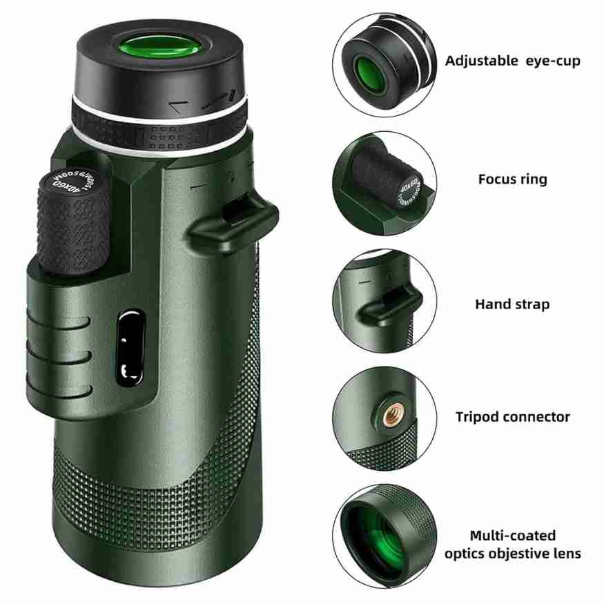 Telescopio Monoculare Compatto Ultra-Zoom 600x | Lente HD, Leggero e Perfetto per Escursioni, Birdwatching ed Eventi Sportivi