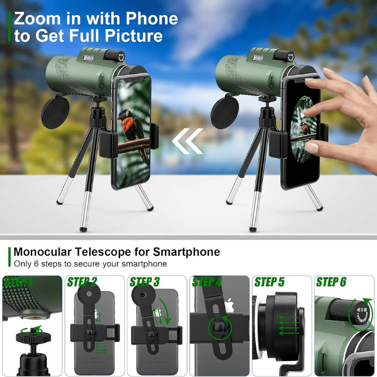 Telescopio Monoculare Compatto Ultra-Zoom 600x | Lente HD, Leggero e Perfetto per Escursioni, Birdwatching ed Eventi Sportivi