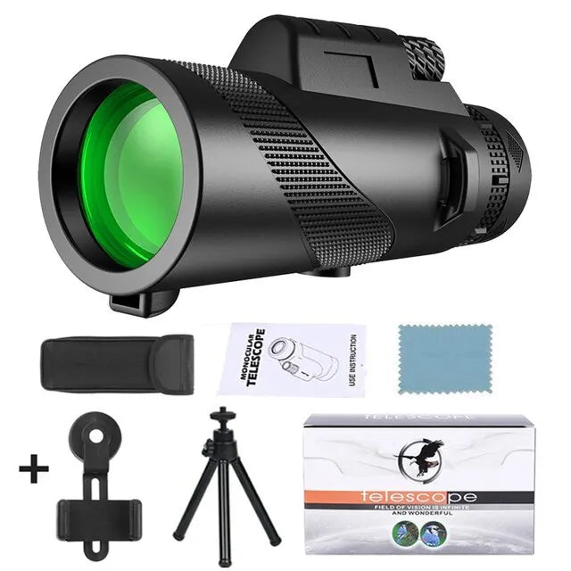 Telescopio monoculare con zoom HD 80x100: Potente telescopio portatile per caccia, campeggio ed esplorazioni all'aperto in viaggio