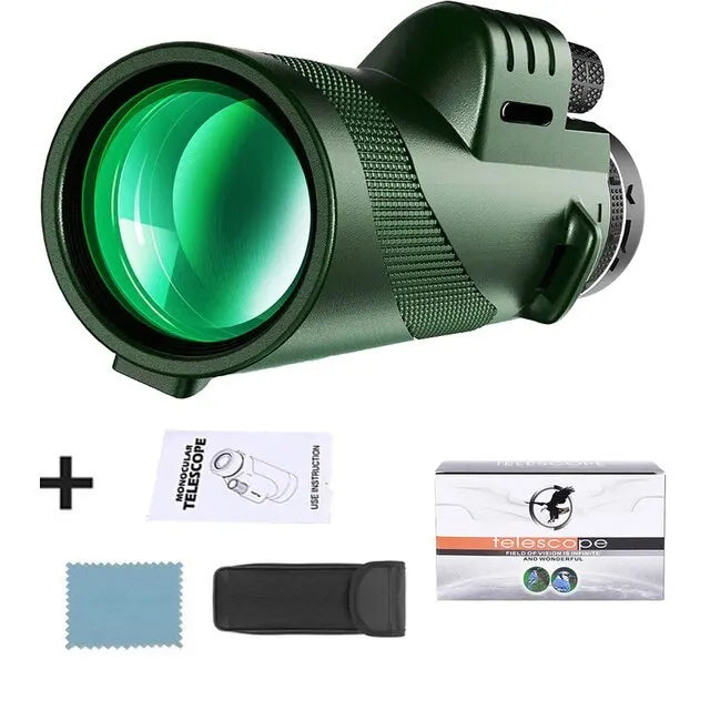 Telescopio monoculare con zoom HD 80x100: Potente telescopio portatile per caccia, campeggio ed esplorazioni all'aperto in viaggio