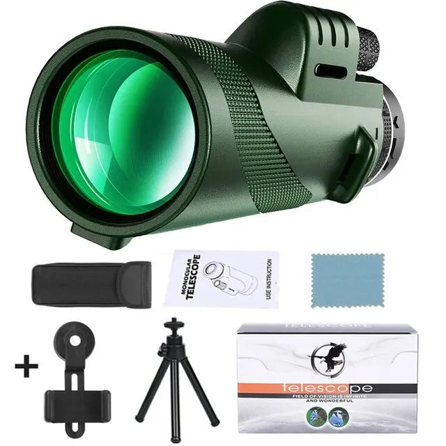 Telescopio monoculare con zoom HD 80x100: Potente telescopio portatile per caccia, campeggio ed esplorazioni all'aperto in viaggio