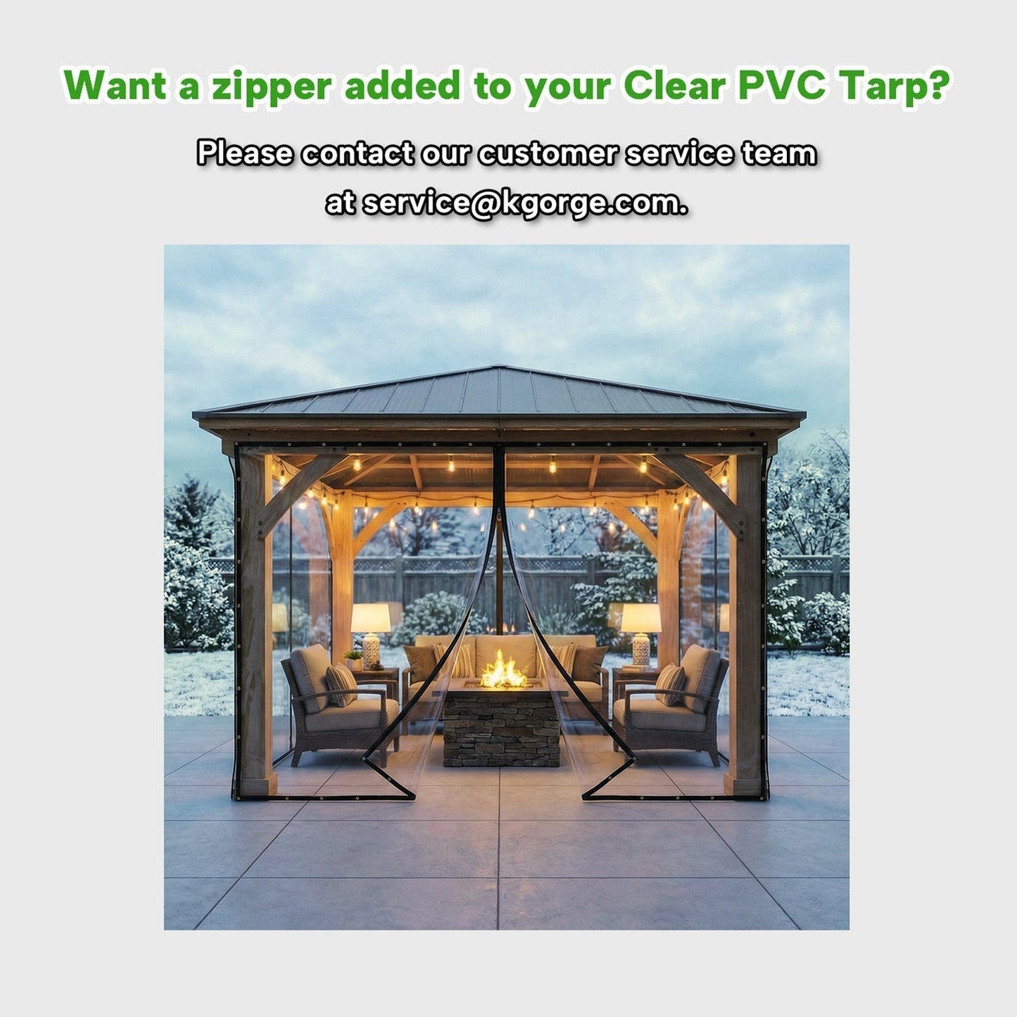 Telo di protezione impermeabile in PVC trasparente con occhielli per tettoie, gazebo e verande, spessore 0,35 mm