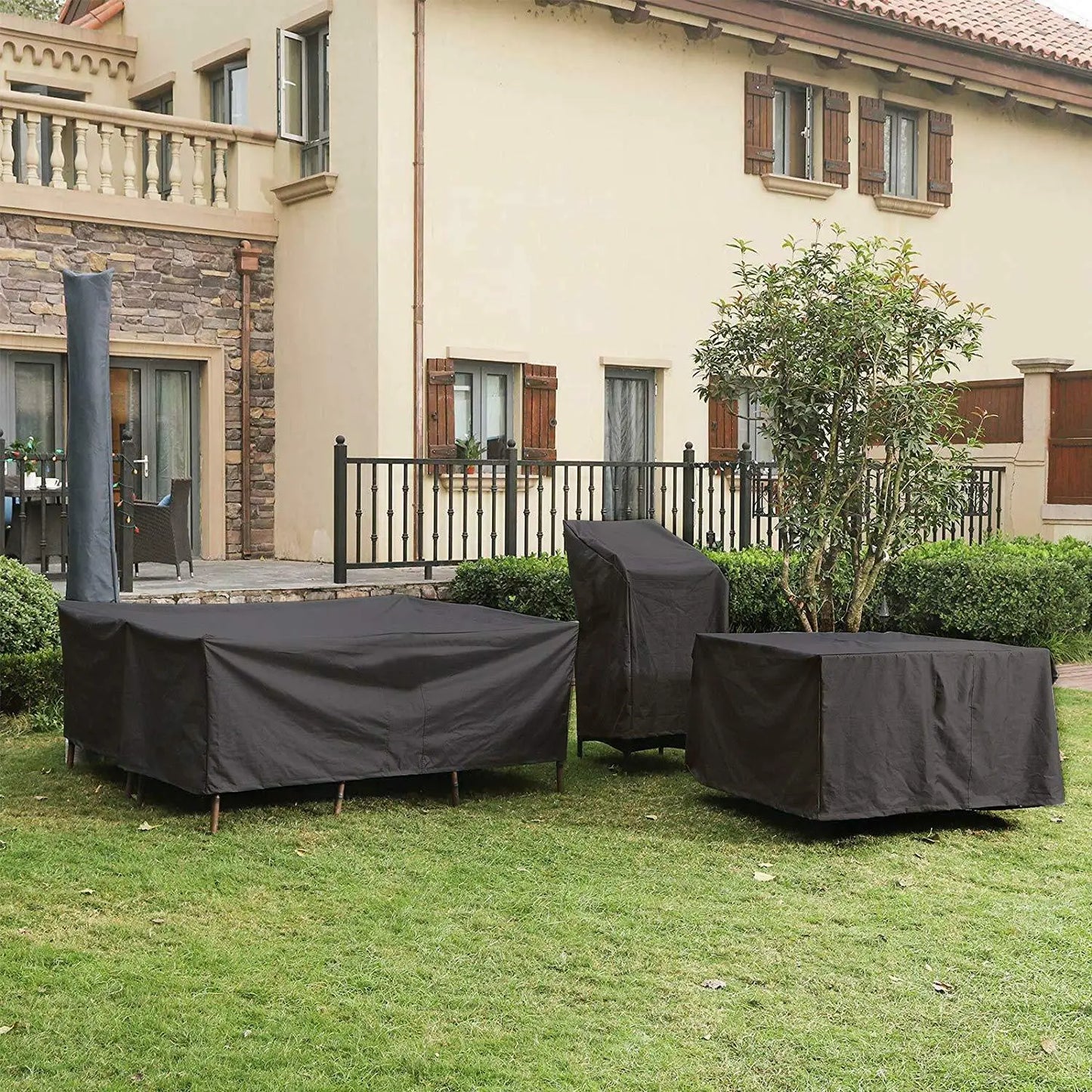 Telo di protezione impermeabile per mobili da giardino in poliestere nero
