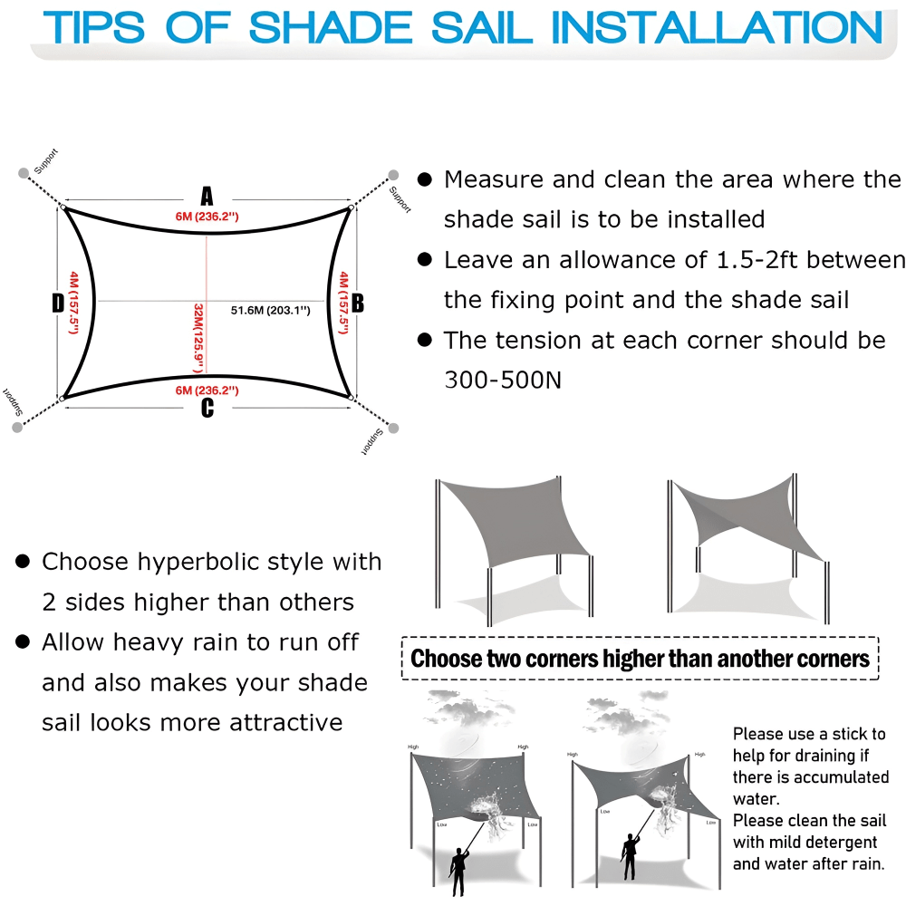 Tenda da sole ombreggiante impermeabile con protezione UV per terrazza e balcone