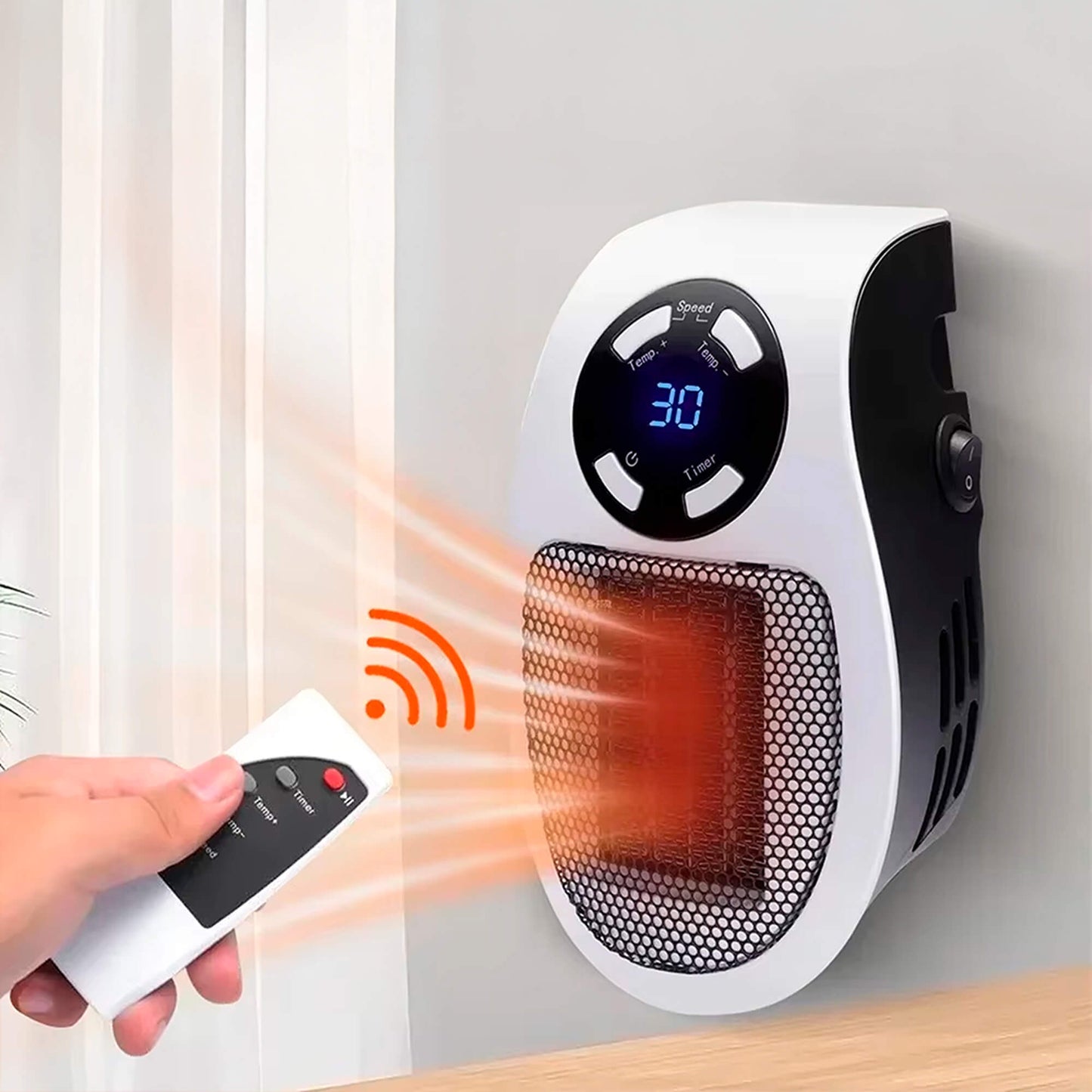 Termoventilatore compatto da presa USB dal design a risparmio energetico