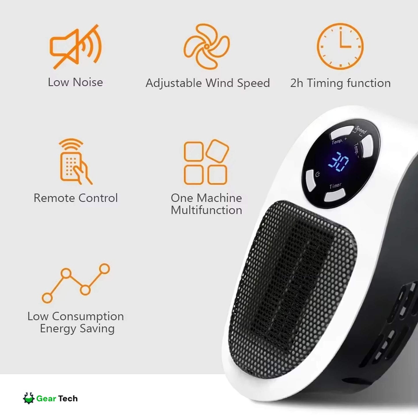 Termoventilatore compatto da presa USB dal design a risparmio energetico