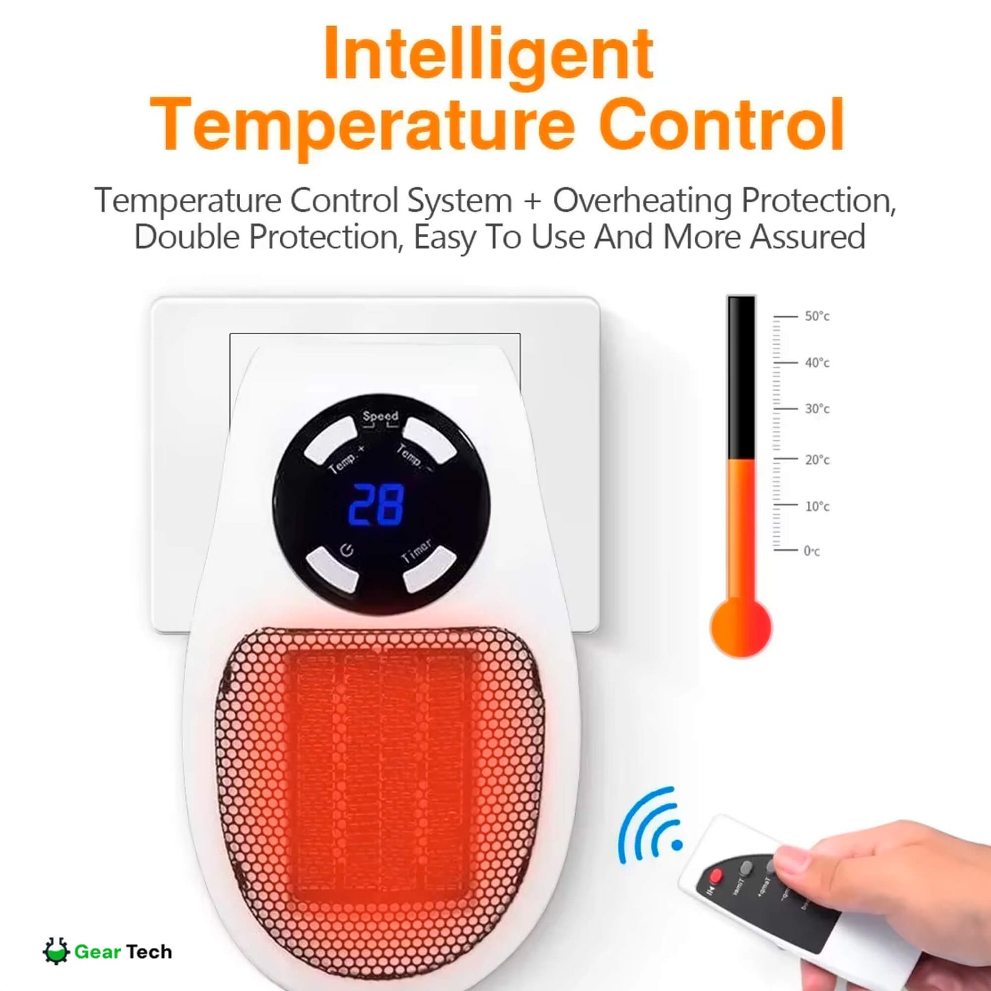 Termoventilatore compatto da presa USB dal design a risparmio energetico