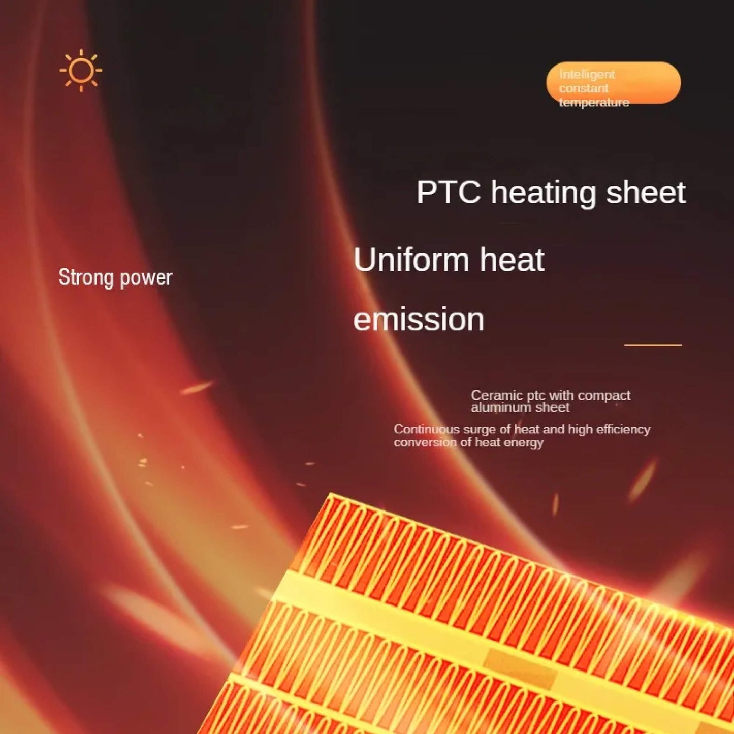 Termoventilatore elettrico portatile e compatto ad efficienza energetica per ambienti