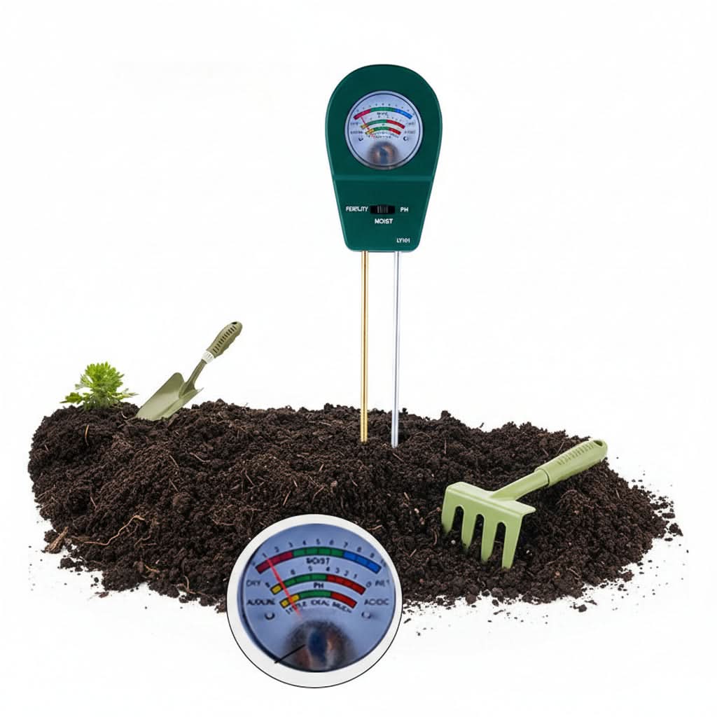 Tester del suolo 3 in 1 per umidità, contenuto di sostanze nutritive e valore del pH per piante sane