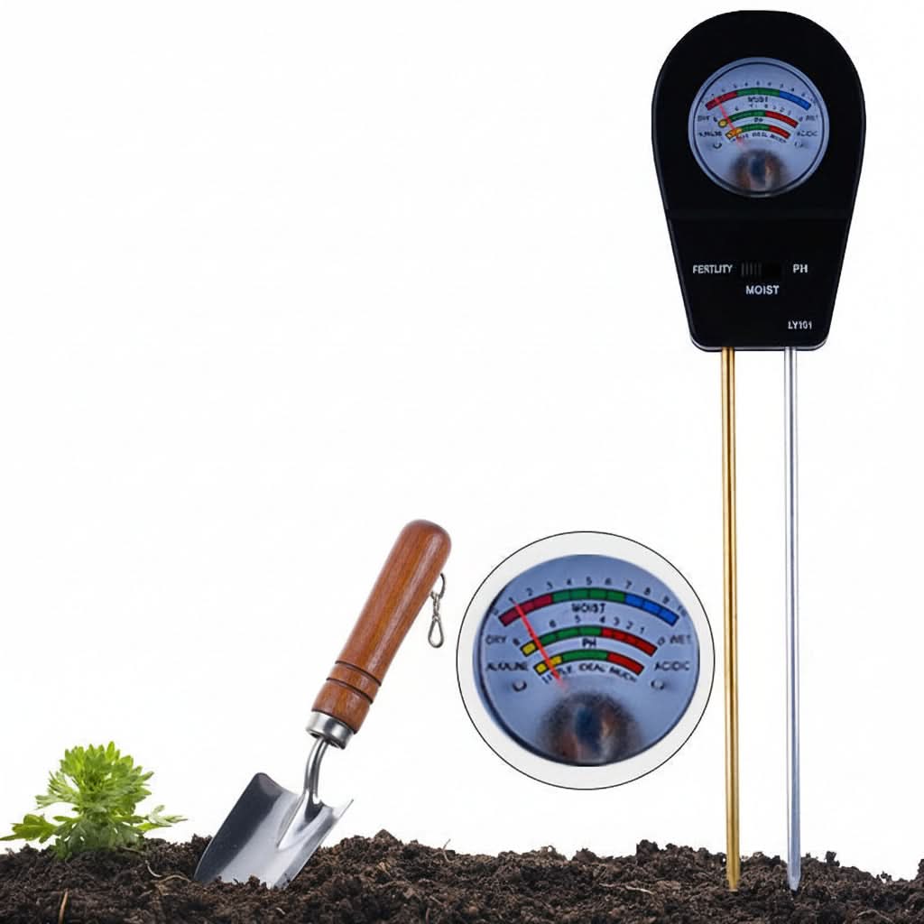 Tester del suolo 3 in 1 per umidità, contenuto di sostanze nutritive e valore del pH per piante sane