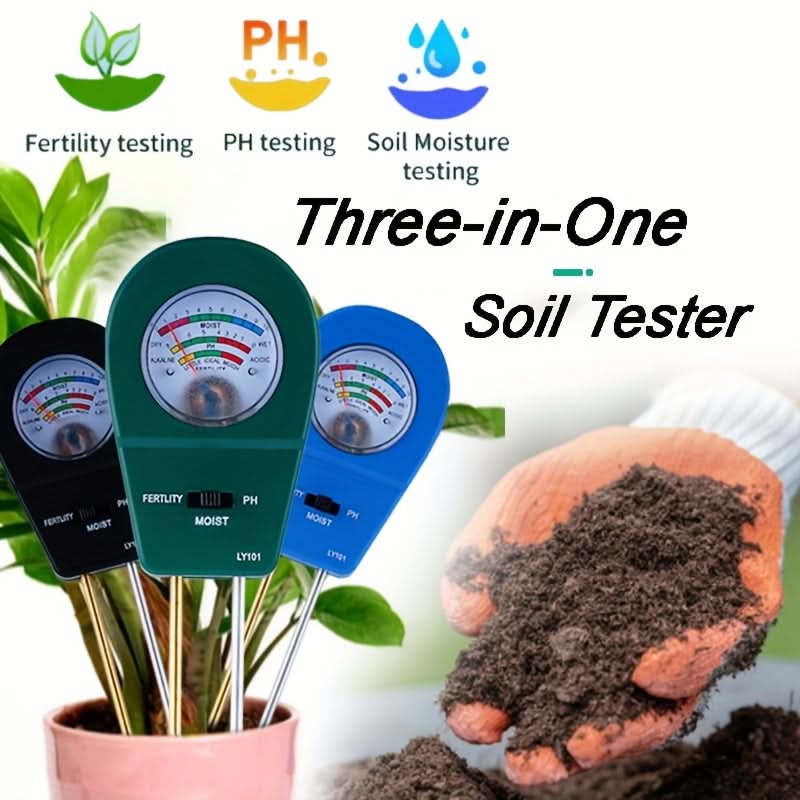 Tester del suolo 3 in 1 per umidità, contenuto di sostanze nutritive e valore del pH per piante sane