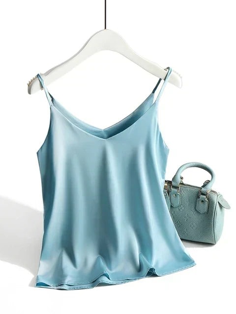 Top da donna in raso con spalline sottili