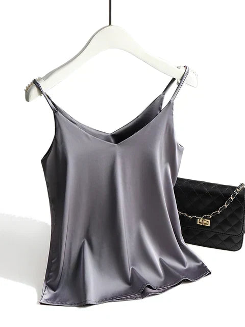 Top da donna in raso con spalline sottili