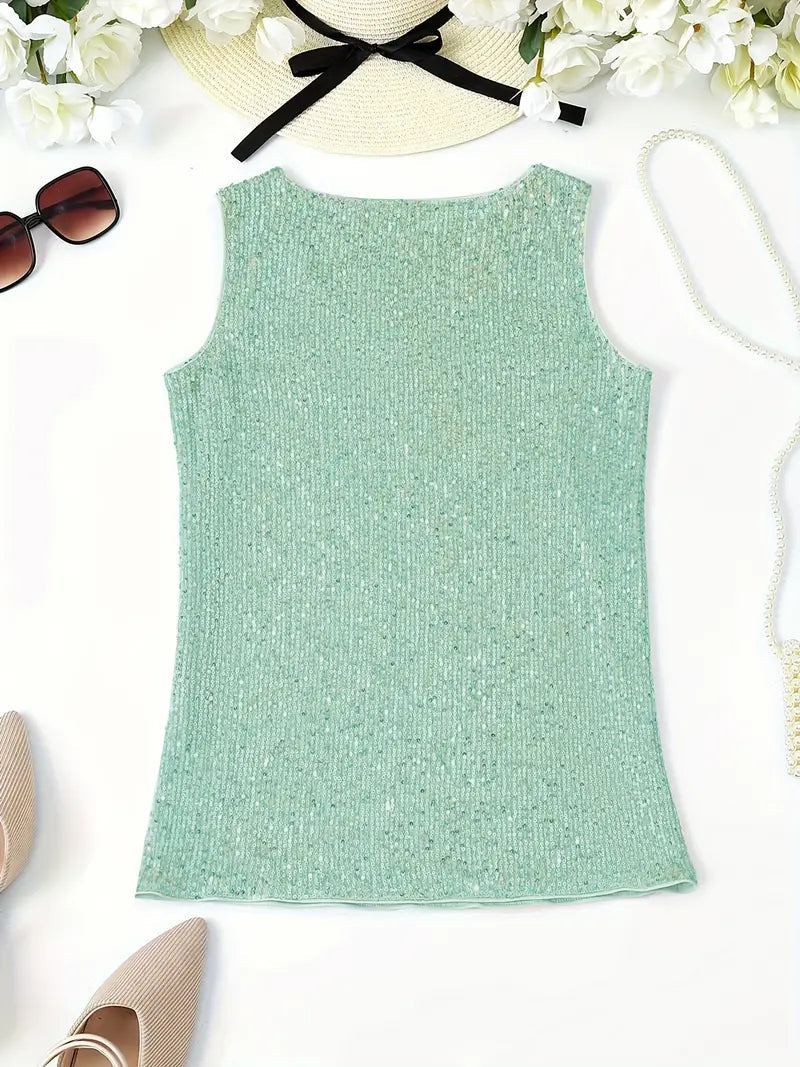 Top estivo con paillettes e scollo a V per un look da festa