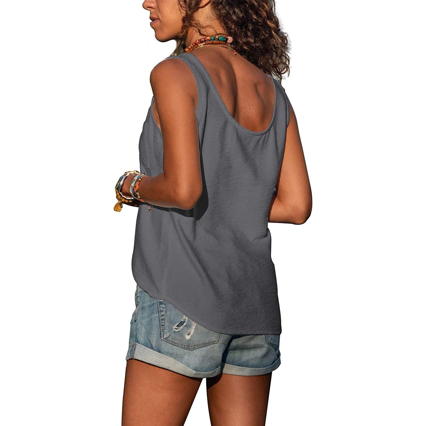 Top Smanicato da Donna in Cotone Traspirante Stile Ibiza