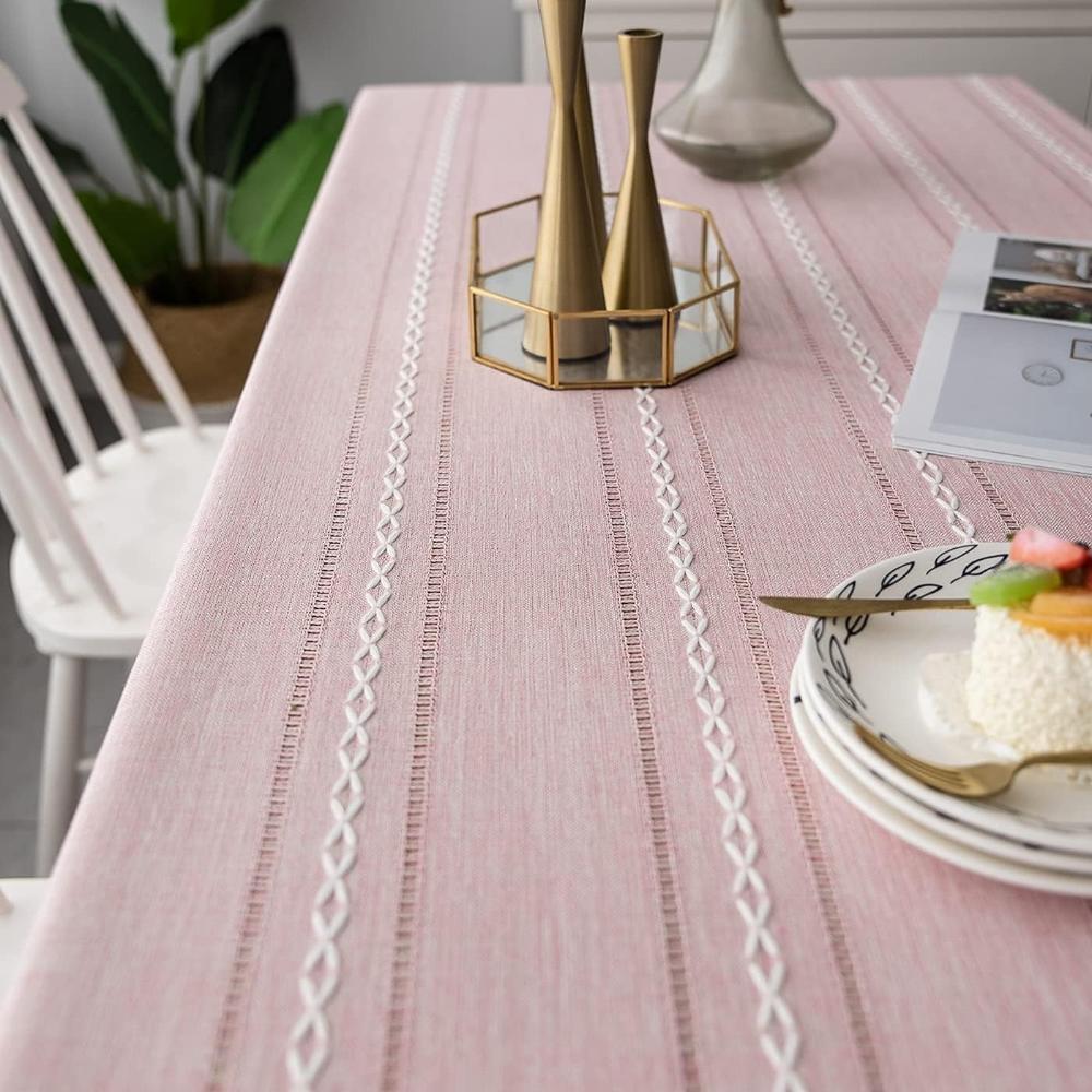 Tovaglia da pranzo rustica a righe in cotone e lino dal design elegante