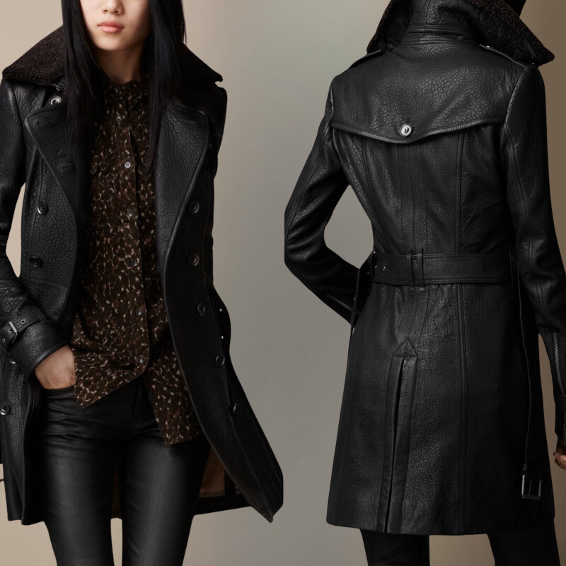 Trench di lusso in pelle
