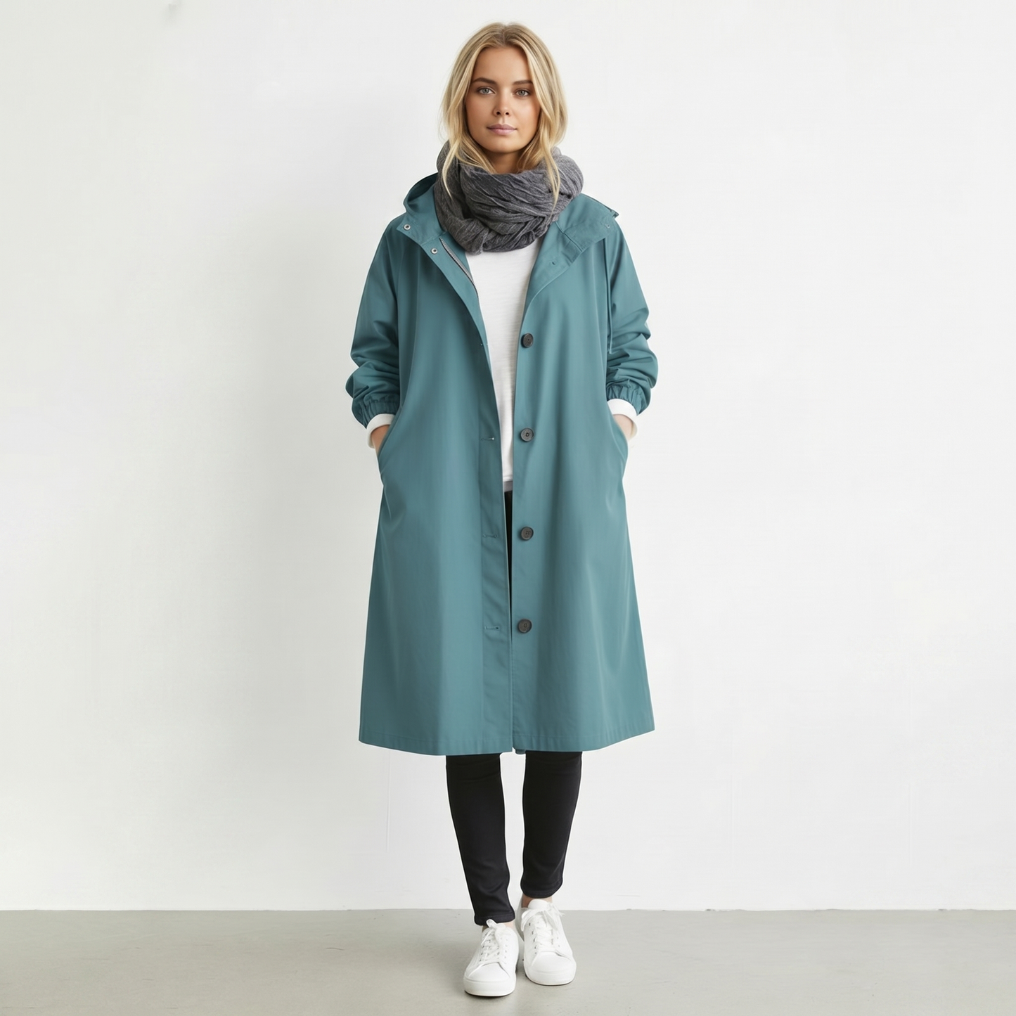 Trench Impermeabile da Donna con Cappuccio in Cotone - Giacca Invernale Elegante