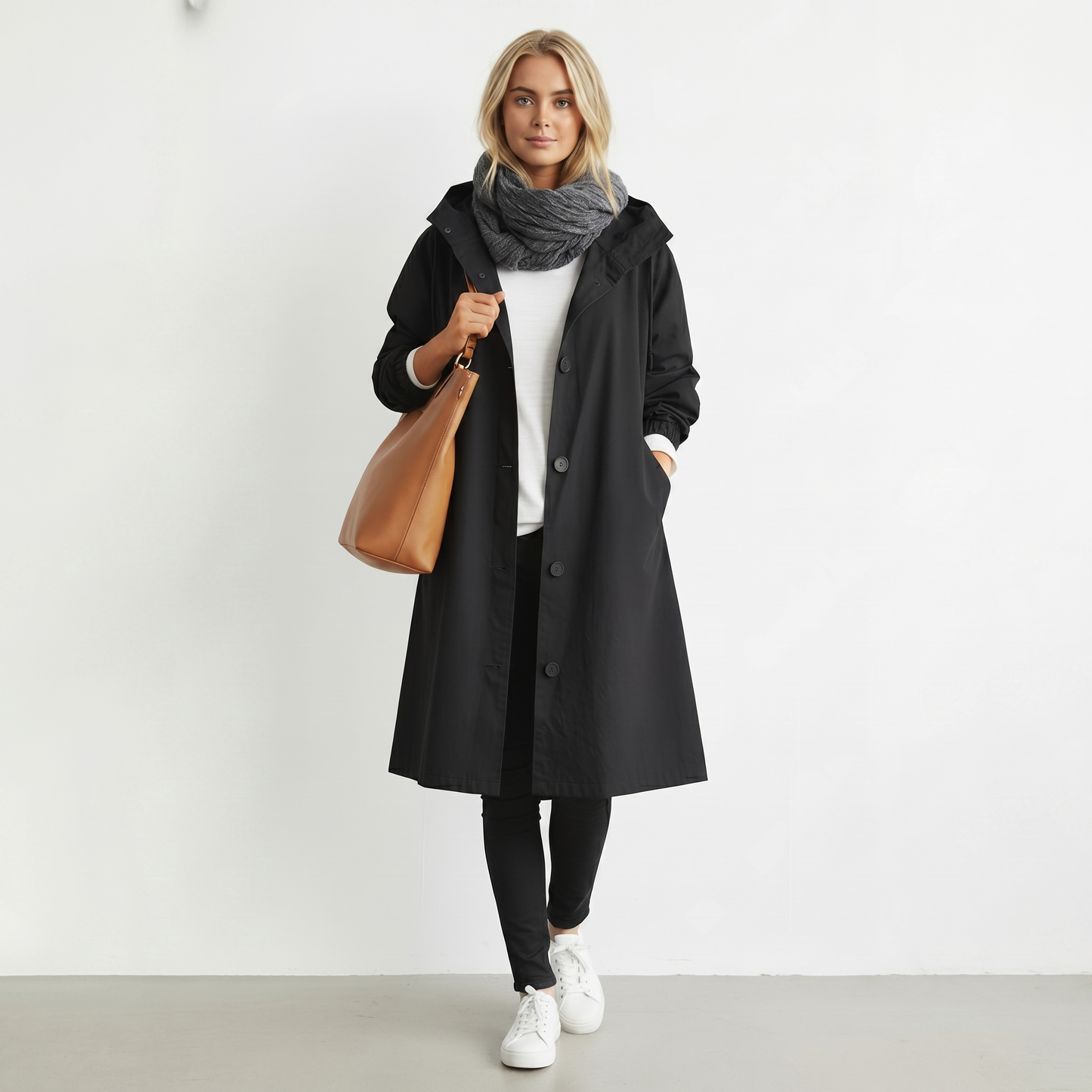 Trench Impermeabile da Donna con Cappuccio in Cotone - Giacca Invernale Elegante