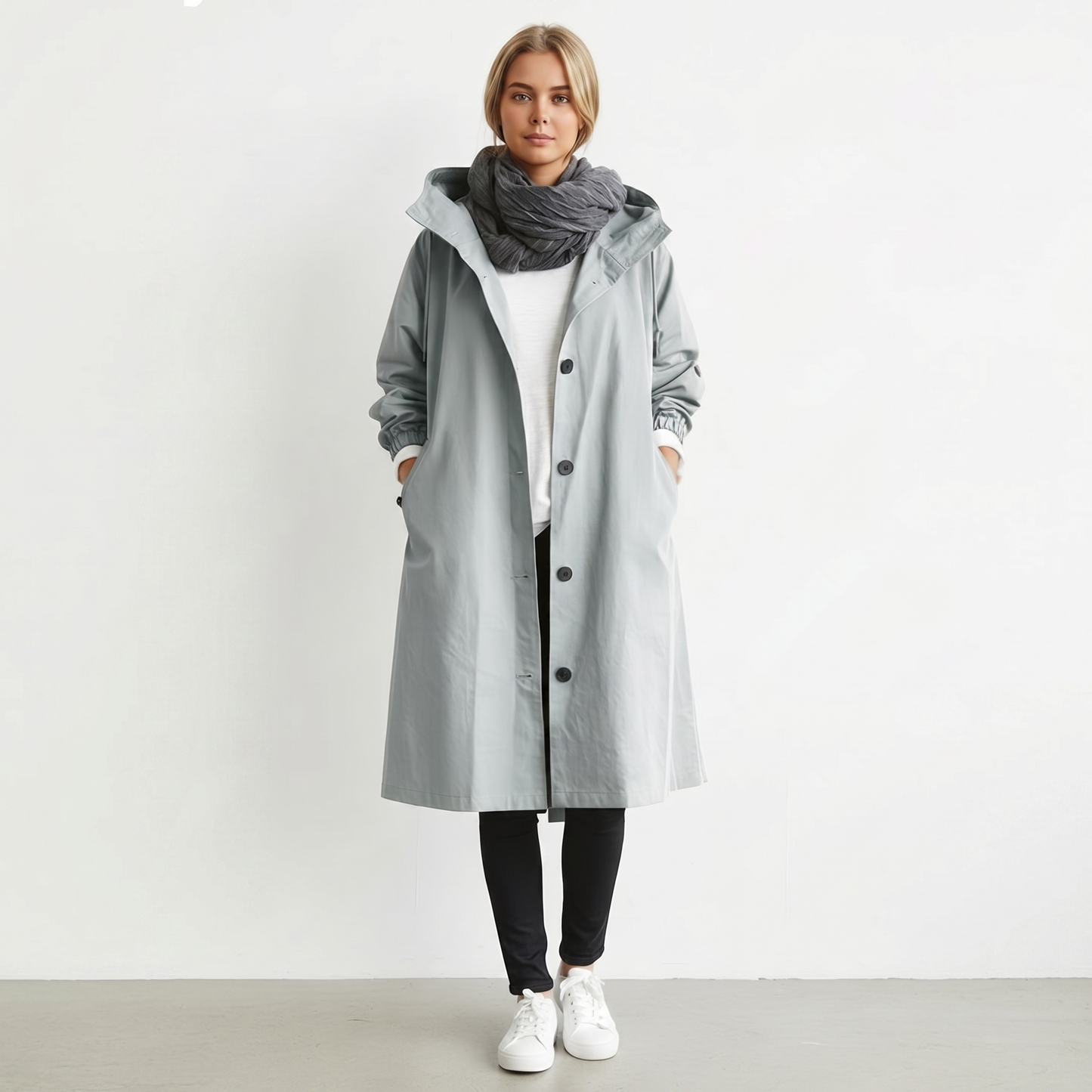 Trench Impermeabile da Donna con Cappuccio in Cotone - Giacca Invernale Elegante