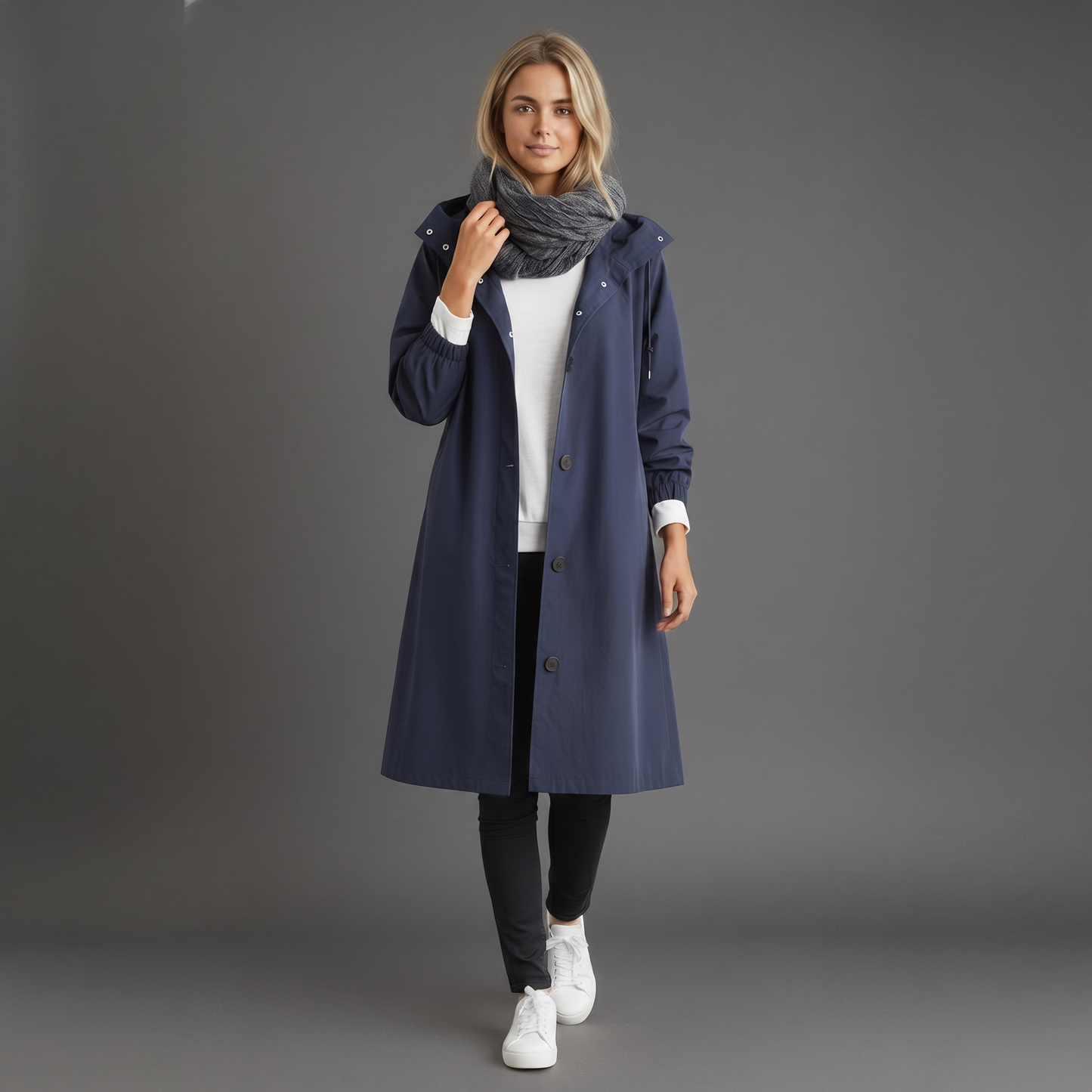 Trench Impermeabile da Donna con Cappuccio in Cotone - Giacca Invernale Elegante