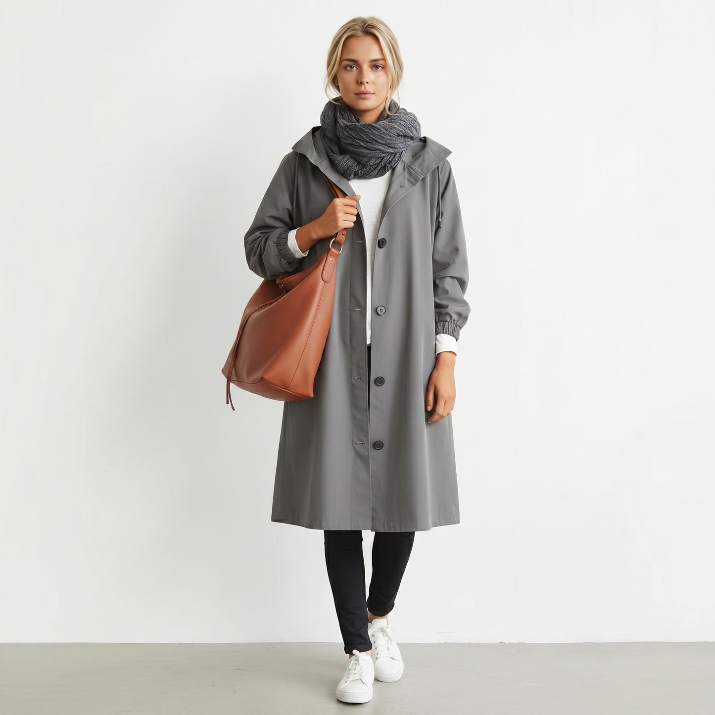 Trench Impermeabile da Donna con Cappuccio in Cotone - Giacca Invernale Elegante