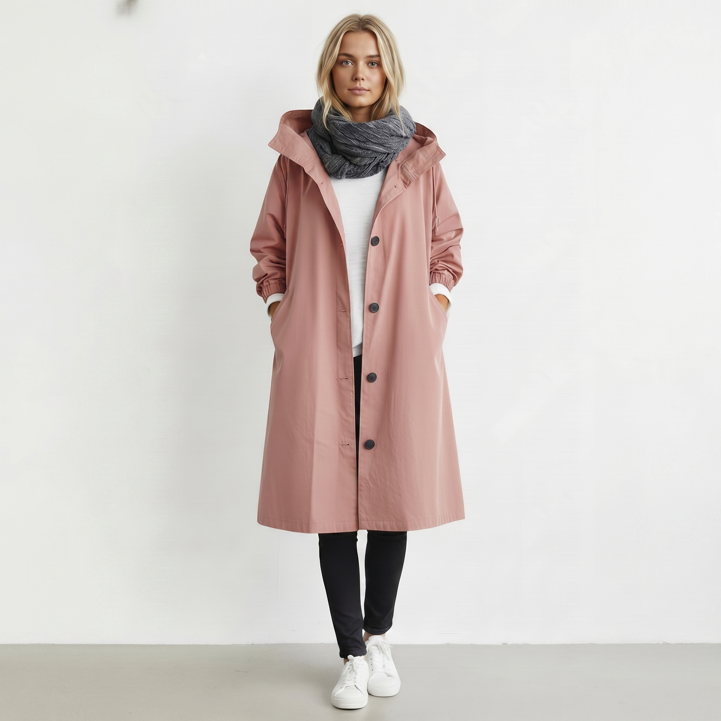 Trench Impermeabile da Donna con Cappuccio in Cotone - Giacca Invernale Elegante